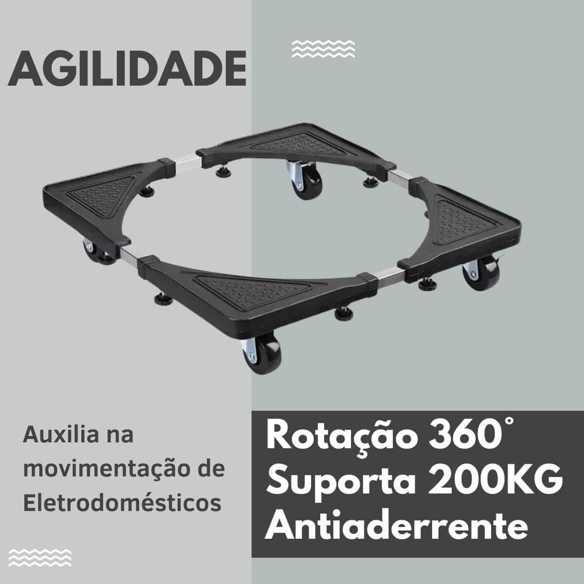 Suporte Móvel Refrigerador Freezer Geladeira Inox Com Trava