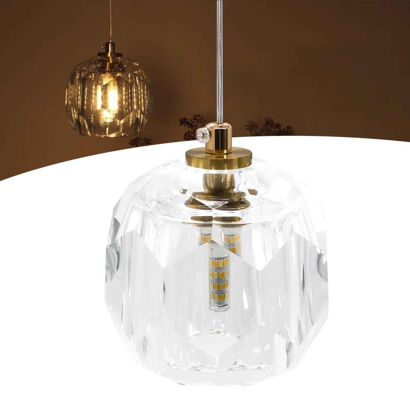 Luminária Pendente Lustre Cristal Dourado