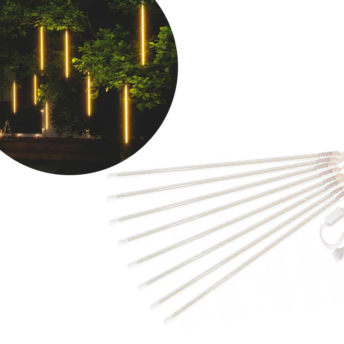 8 Tubos De Luz Led 75cm Iluminação Cascata De Efeito Gelo Chuva Natal