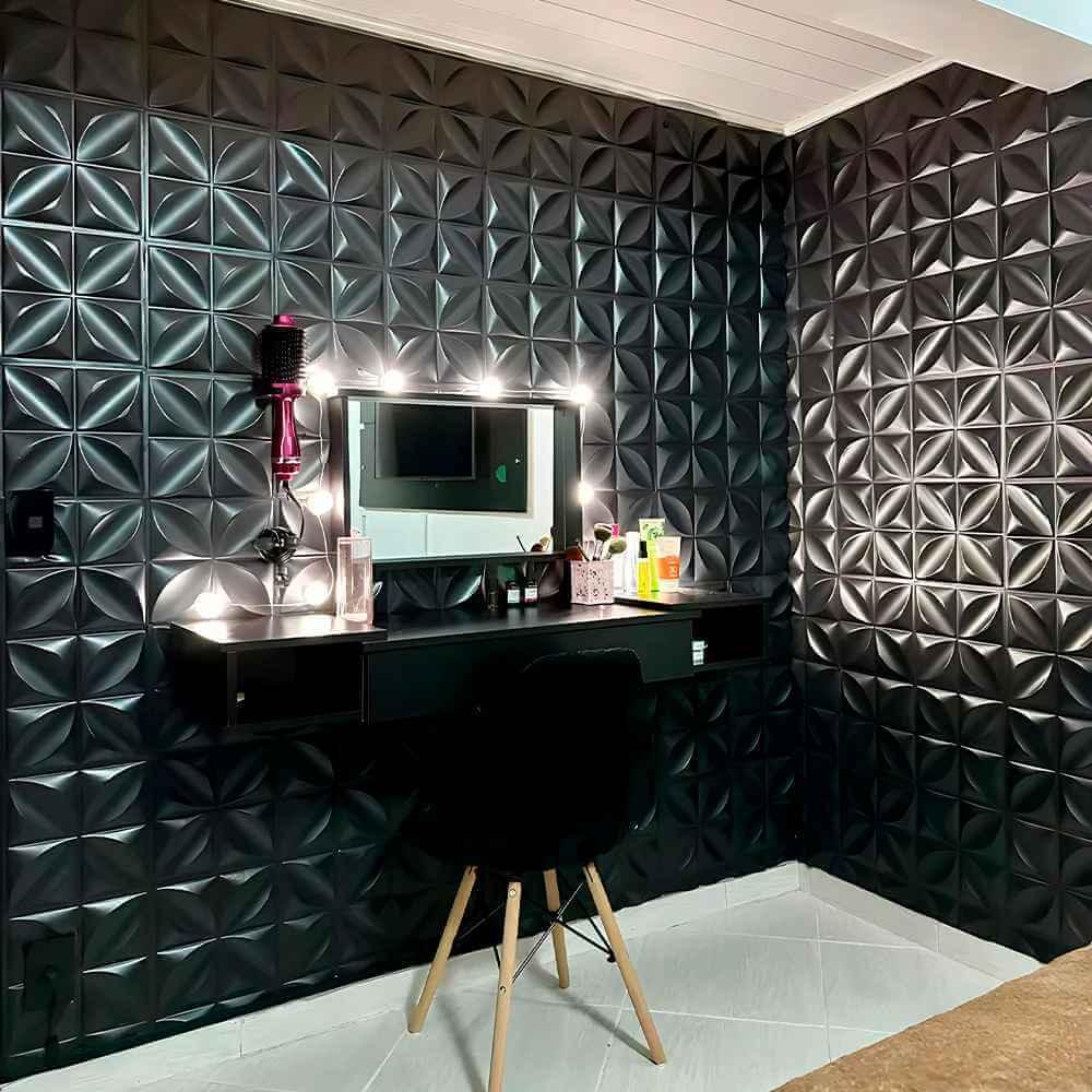 Revestimento Decorativo de Parede Kit com 10 Placas de PVC 3D