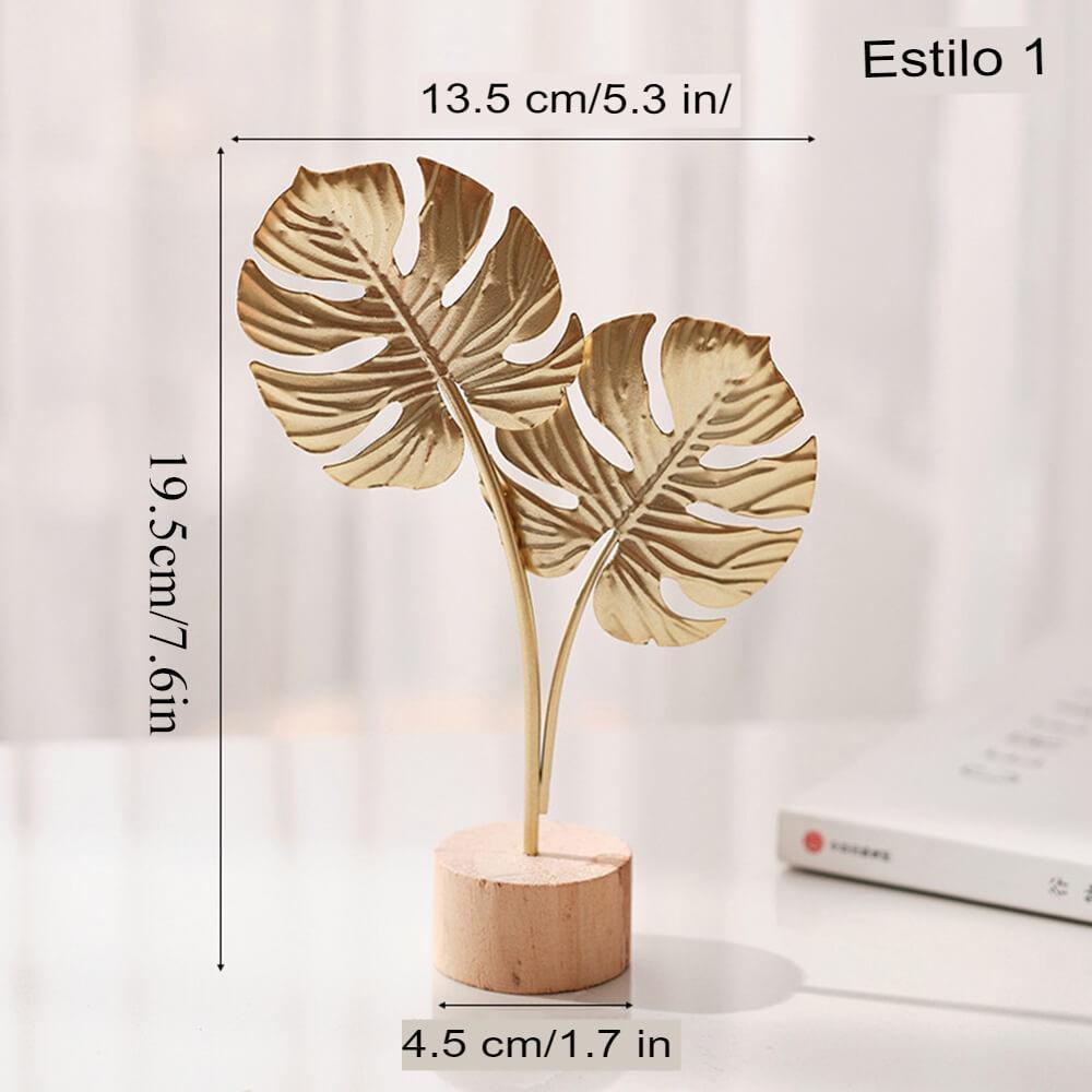 Escultura Decorativa Folha de Ginkgo Dourada