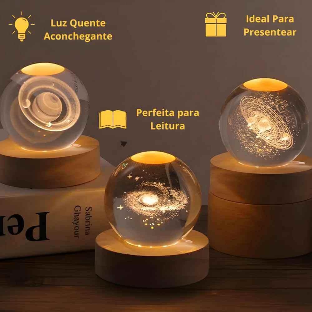 Luminária Cristal De Mesa Bola