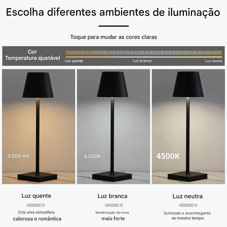 Luminária de Mesa LED Recarregável