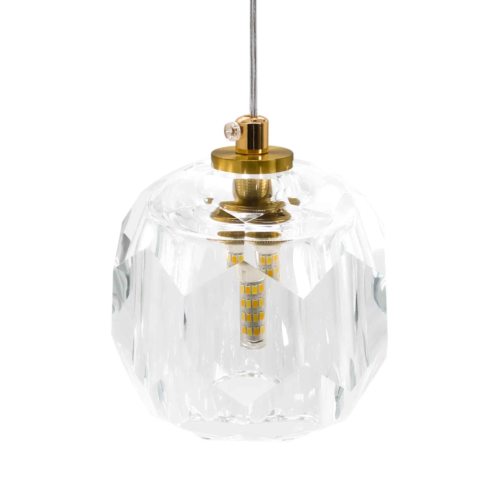 Luminária Pendente Lustre Cristal Dourado