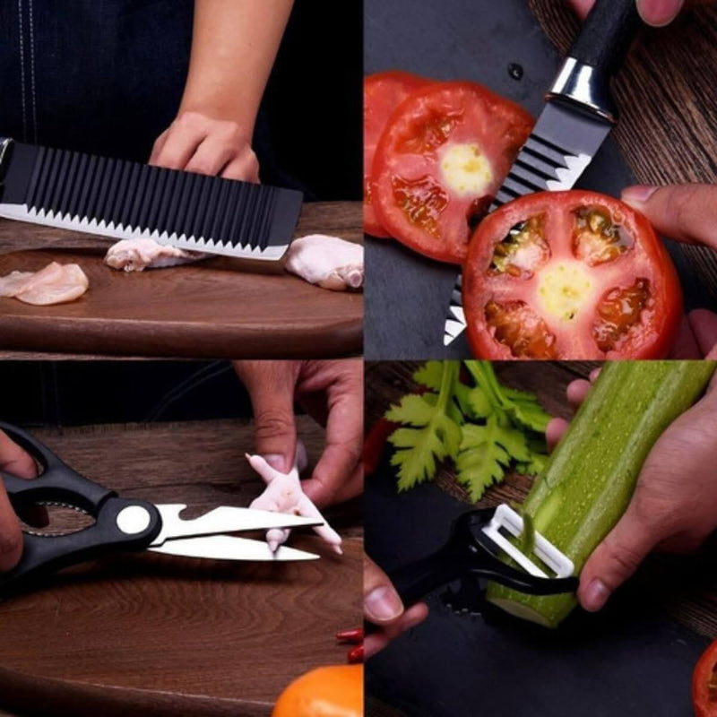 Jogo de Facas 6 Peças Aço Inox Knife Set Preto