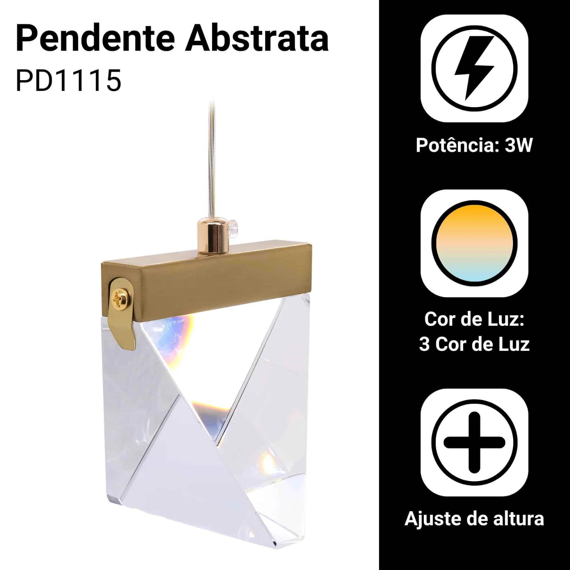 Luminária Abstrata Cristal Triângulo Dourado