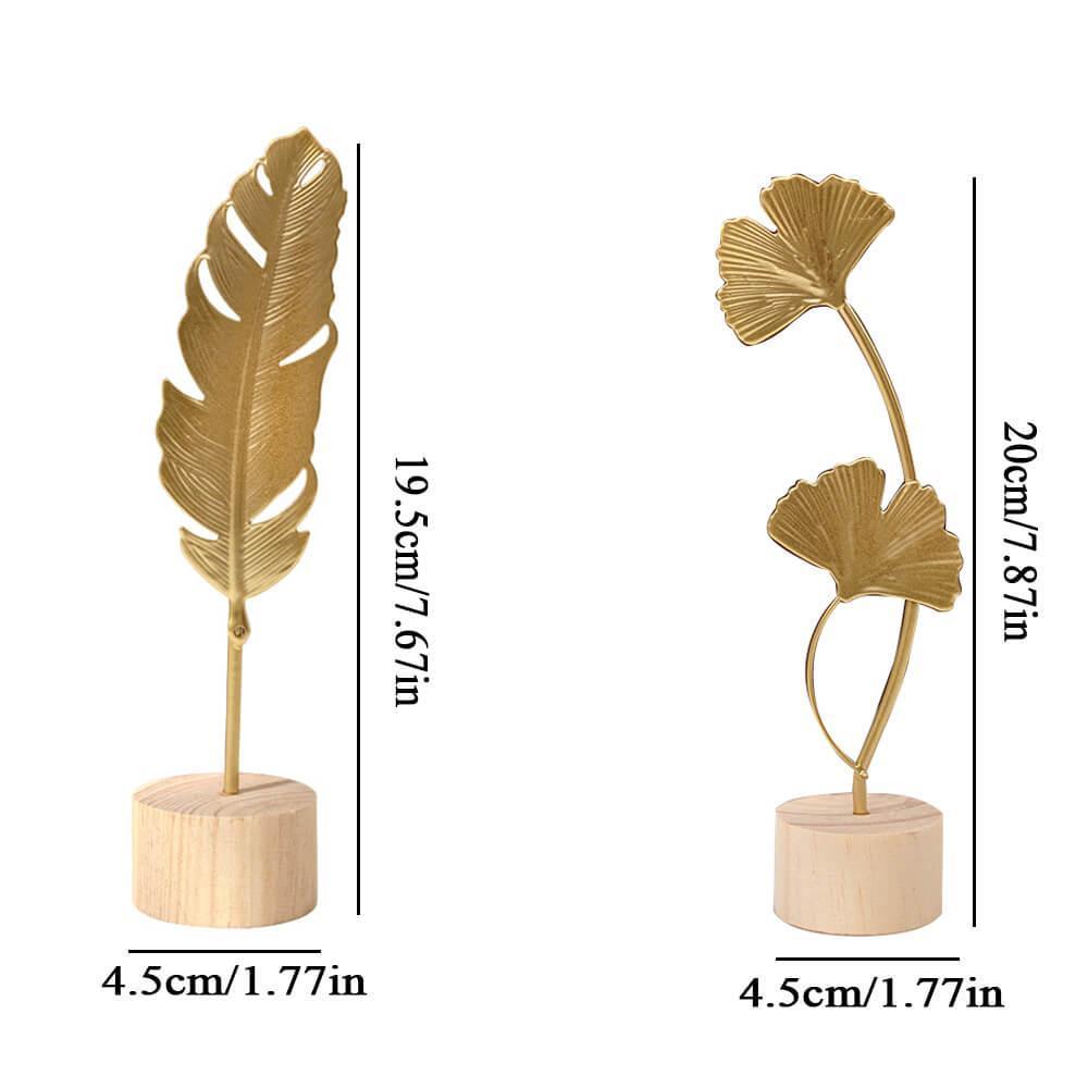 Escultura Decorativa Folha de Ginkgo Dourada