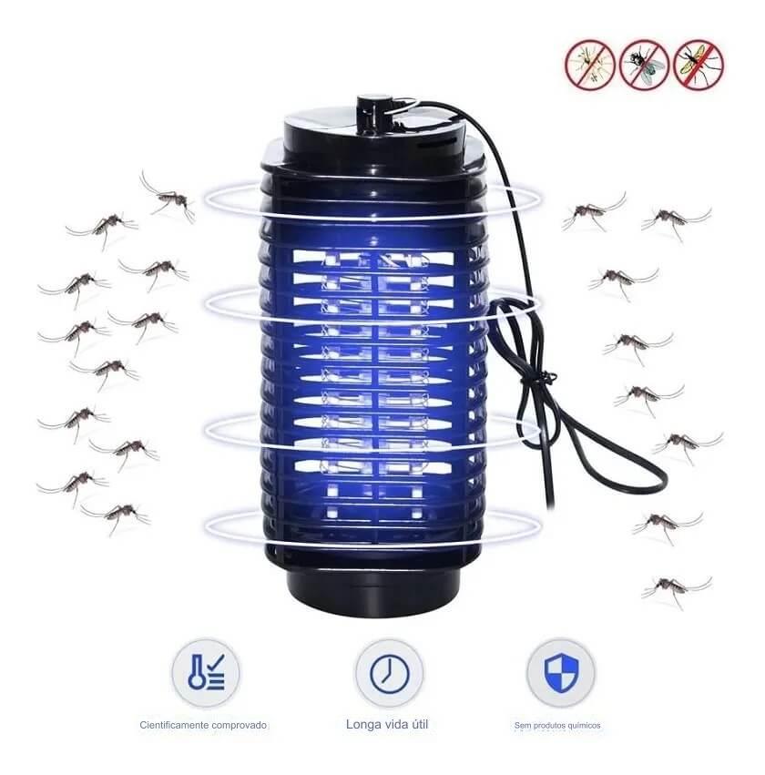 Armadilha Mata Mosquito Pega Inseto Led Luz Choque Elétrico Bivolt