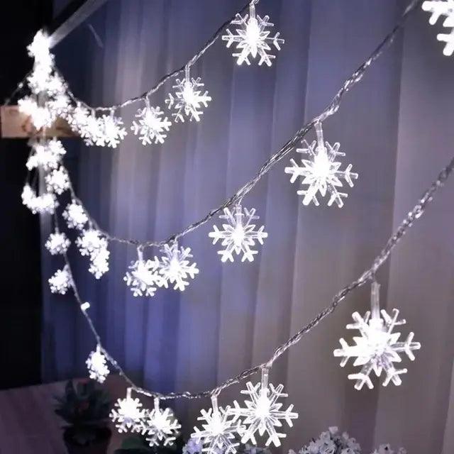 Decoração Encantadora com Luzes de Floco de Neve