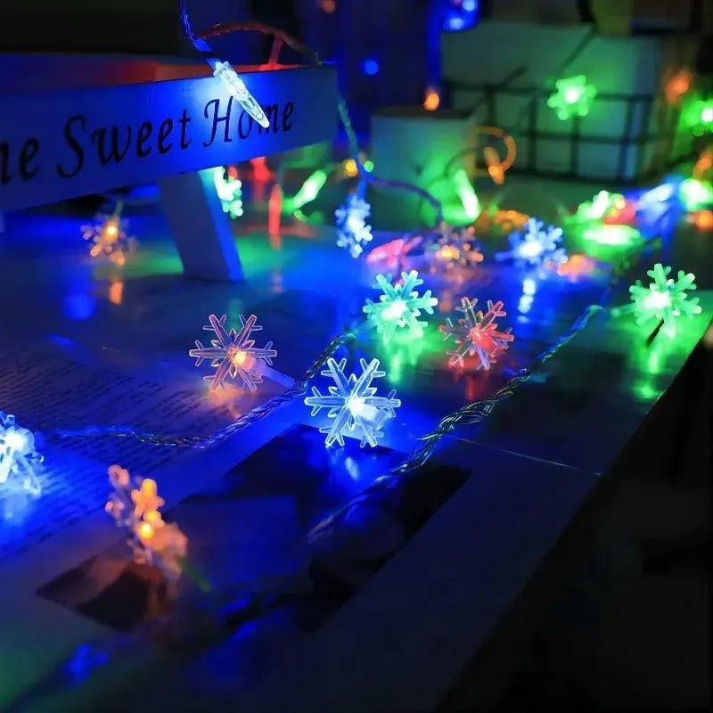 Decoração Encantadora com Luzes de Floco de Neve